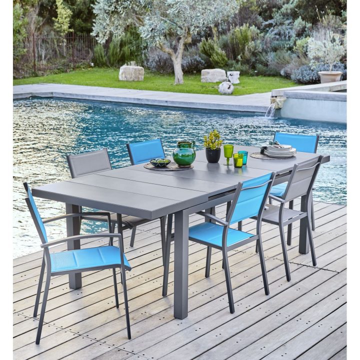 Destockage Hyba Table Basse Canberra Allonge Auto Gris Pas Cher – Achat encequiconcerne Table Canberra Extensible   6 Fauteuils