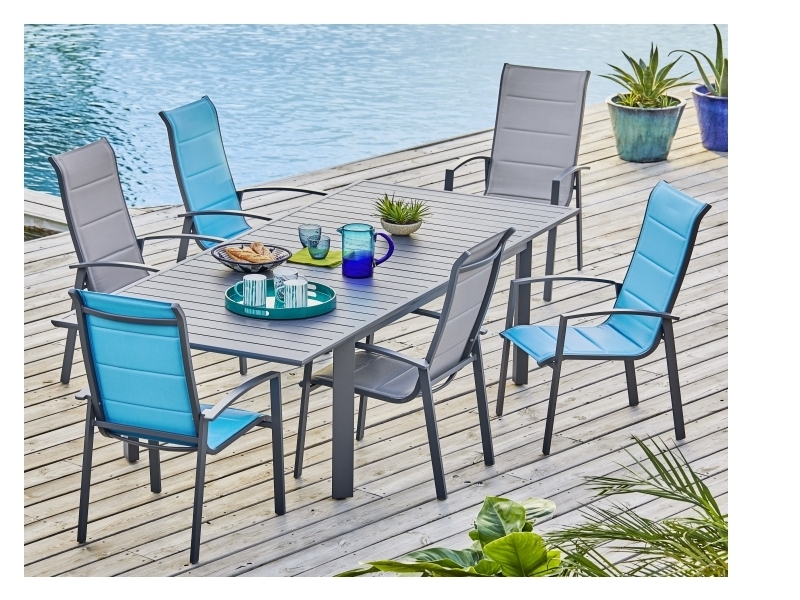 Hyba - Ensemble Table Canberra Lattes Extensible 173/241 + 6 Fauteuils encequiconcerne Table Canberra Extensible   6 Fauteuils