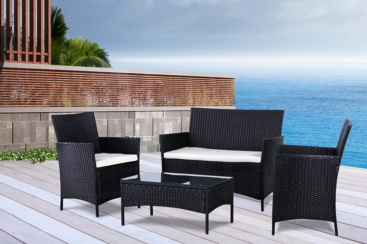Janeiro Salon De Jardin 4 Places En Résine Tressée – Châlet, Maison Et avec Salon De Jardin 4 Places Centrakor