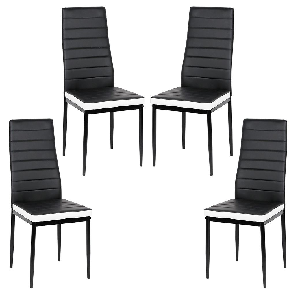 Jeobest - Lot De 4 Chaises Romane Noires Bandeau Blanc Pour Salle À encequiconcerne Chaises But Romane