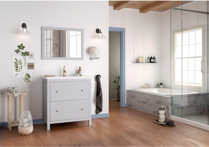 Meuble De Salle De Bains L.79.6 X H.85 X P.46 Cm, Gris, Charm | Leroy serapportantà Leroy Merlin Plan De Travail Salle De Bain