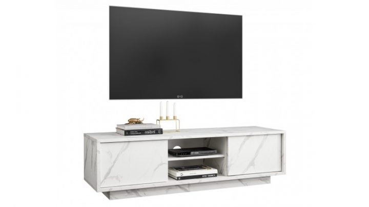meuble tv marbre blanc et or