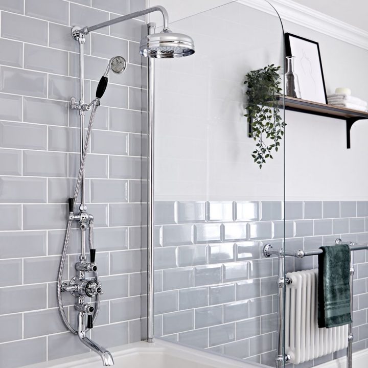 Mitigeur De Douche Thermostatique Exposé À 2 Fonctions – Chromé Et Noir serapportantà Modulacolor Mitigeur De Douche