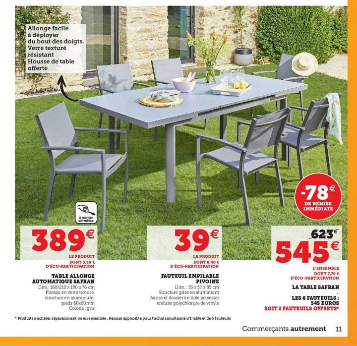 Offre Table Canberra Allonge Automatique + Fauteuil Canberra Chez Carrefour dedans Table Canberra Extensible   6 Fauteuils