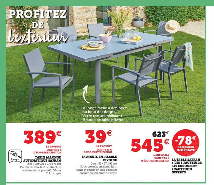 Offre Table Canberra Allonge Automatique + Fauteuil Canberra Chez Carrefour serapportantà Table Canberra Extensible   6 Fauteuils