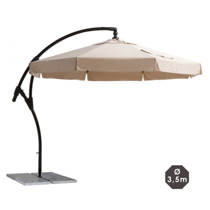 Parasol Déporté Rond Diamètre 3,5M – Coloris Écru | Maison Et Styles dedans Rideaux 3.5M