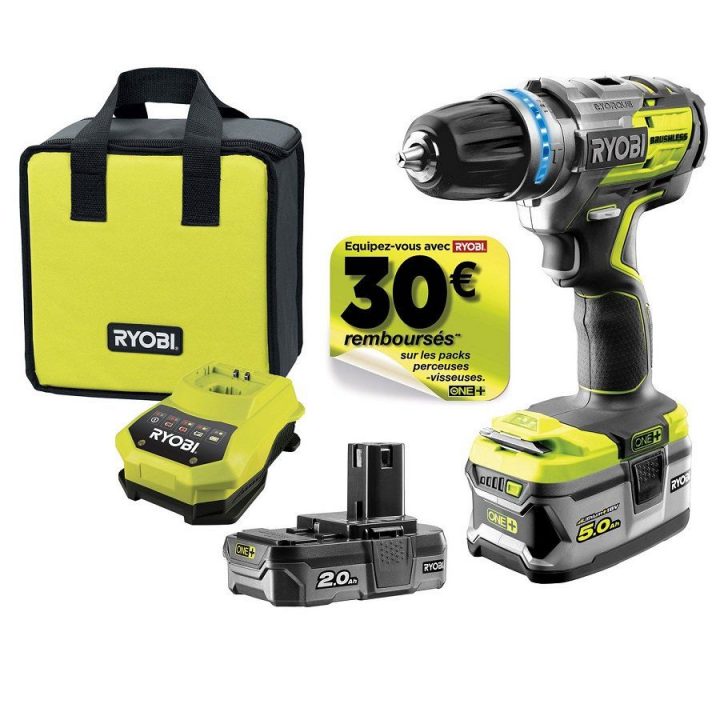 Perceuse À Percussion Sans Fil Ryobi R18Pdblll52S, Perceuse Leroy tout Leroy Merlin Batterie 12V