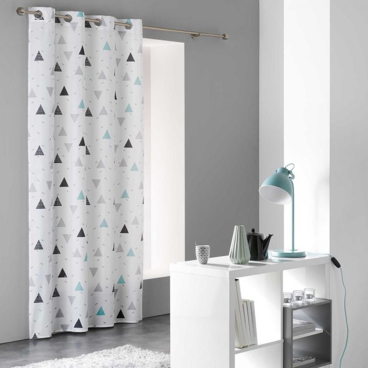 Rideau A Oeillets Imprime Microfibre Collection Madison – Taille : 140 serapportantà Idees Voilage Blanc Et Rideau Jaune