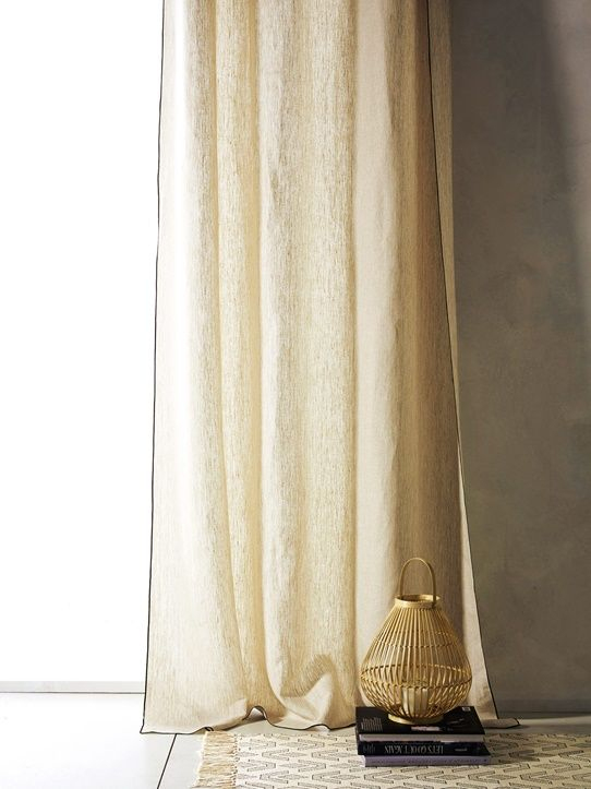 Rideau Lin – Blanc+Lin+Ocre – 6 | Cyrillus Maison, Rideaux, Rideaux Lin encequiconcerne Idees Voilage Blanc Et Rideau Jaune