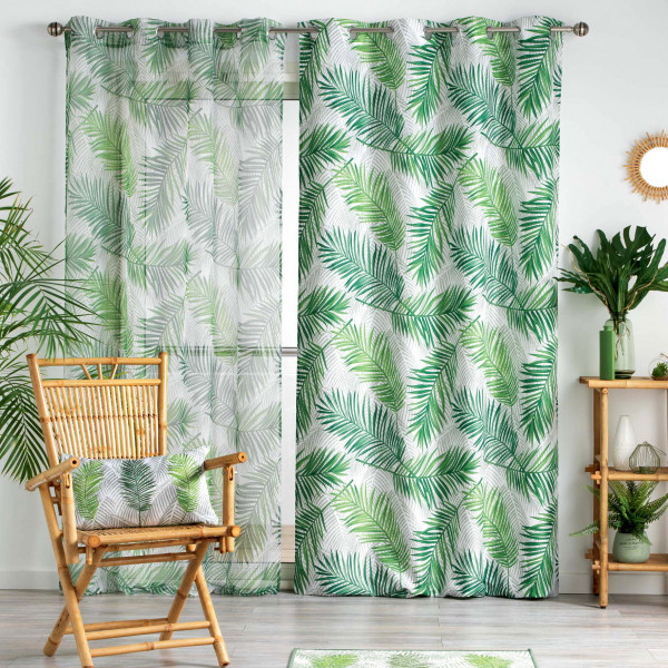 Rideau Tamisant (140 X 260 Cm) Green Paradise Vert – Rideau / Voilage dedans Rideau Thermique Vert Deau