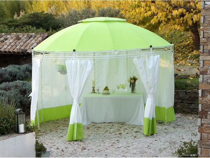 Tonnelle Autoportée Hexagonale Hedera Pink Tree – Tonnelle Delamaison pour Rideaux 3.5M