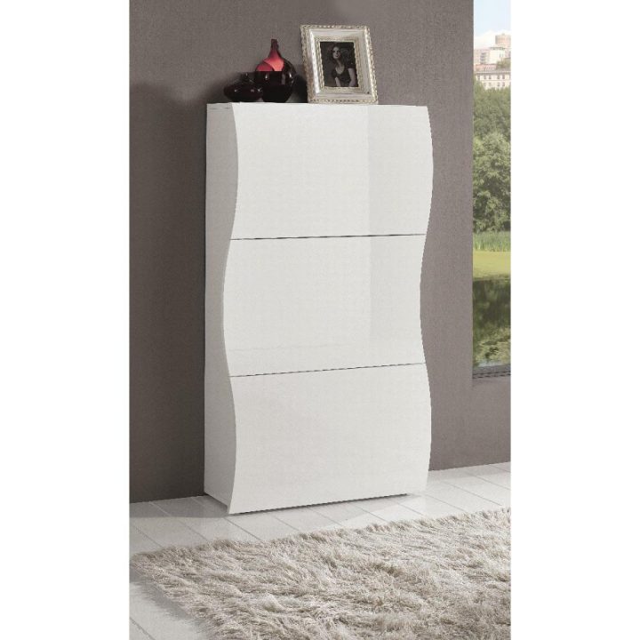 meuble chaussures blanc laqué brillant