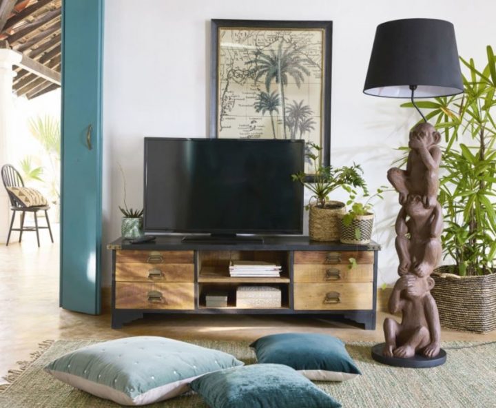 meuble tv noir maison du monde
