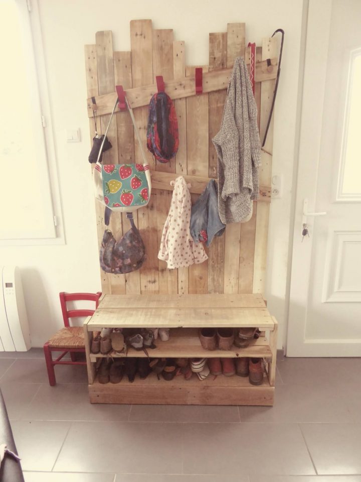meuble d entrée vestiaire en palette