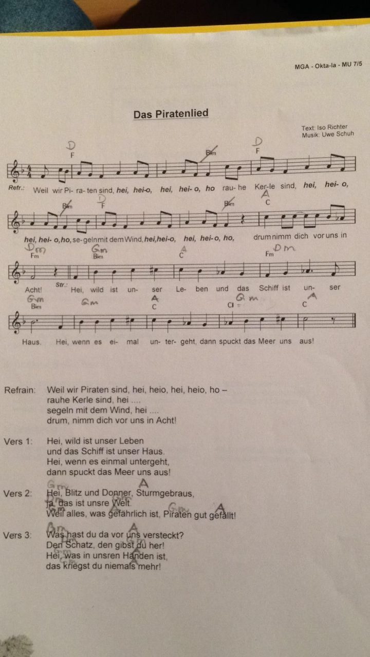 he ho wir sind piraten text und noten