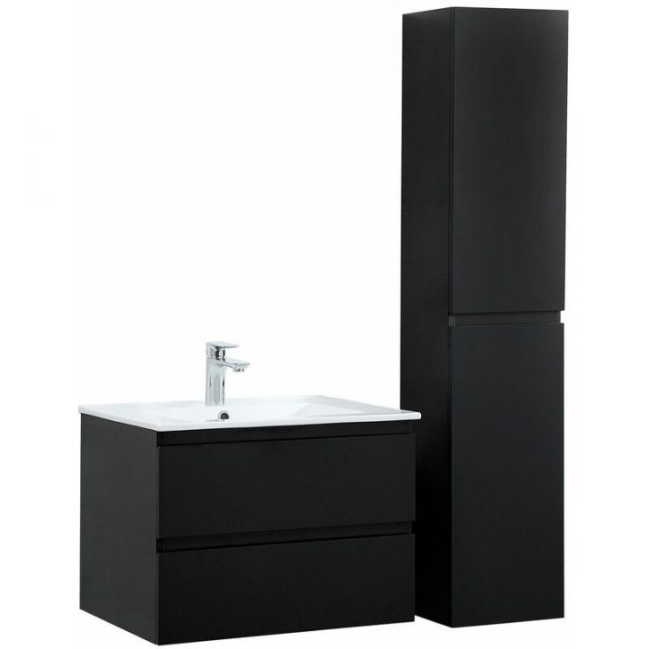 meuble salle de bain noir laqué 60 cm