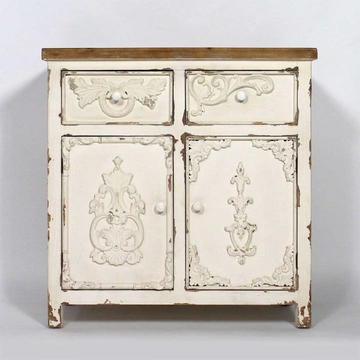 meuble bois vieilli blanc