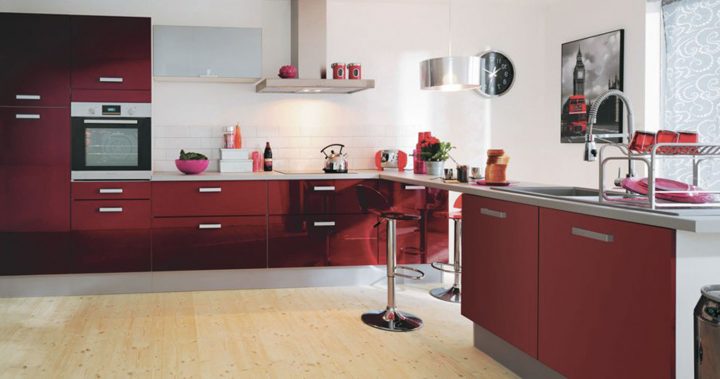 meuble cuisine rouge but