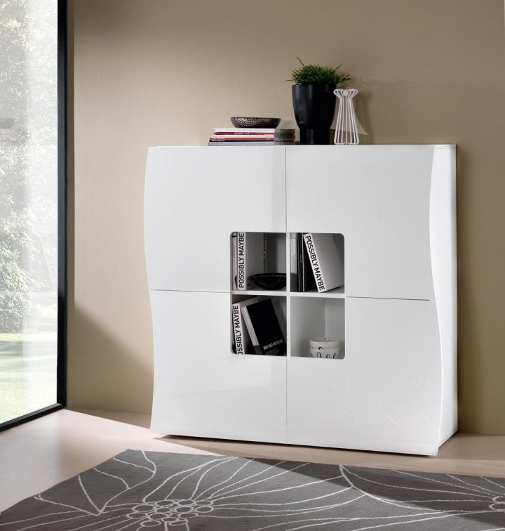 meuble de rangement laqué blanc