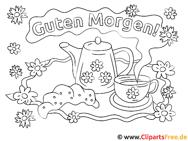 Coloriage petit déjeuner bonjour gratuit à imprimer pour les enfants