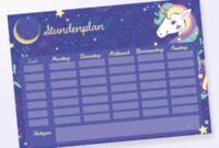 einhorn stundenplan zum ausdrucken einhorn stundenplan zum ausdrucken