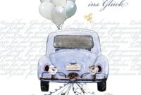 hochzeitsauto just married auto vorlage zum ausdrucken