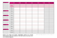 druckvorlage wochenplan zum ausdrucken