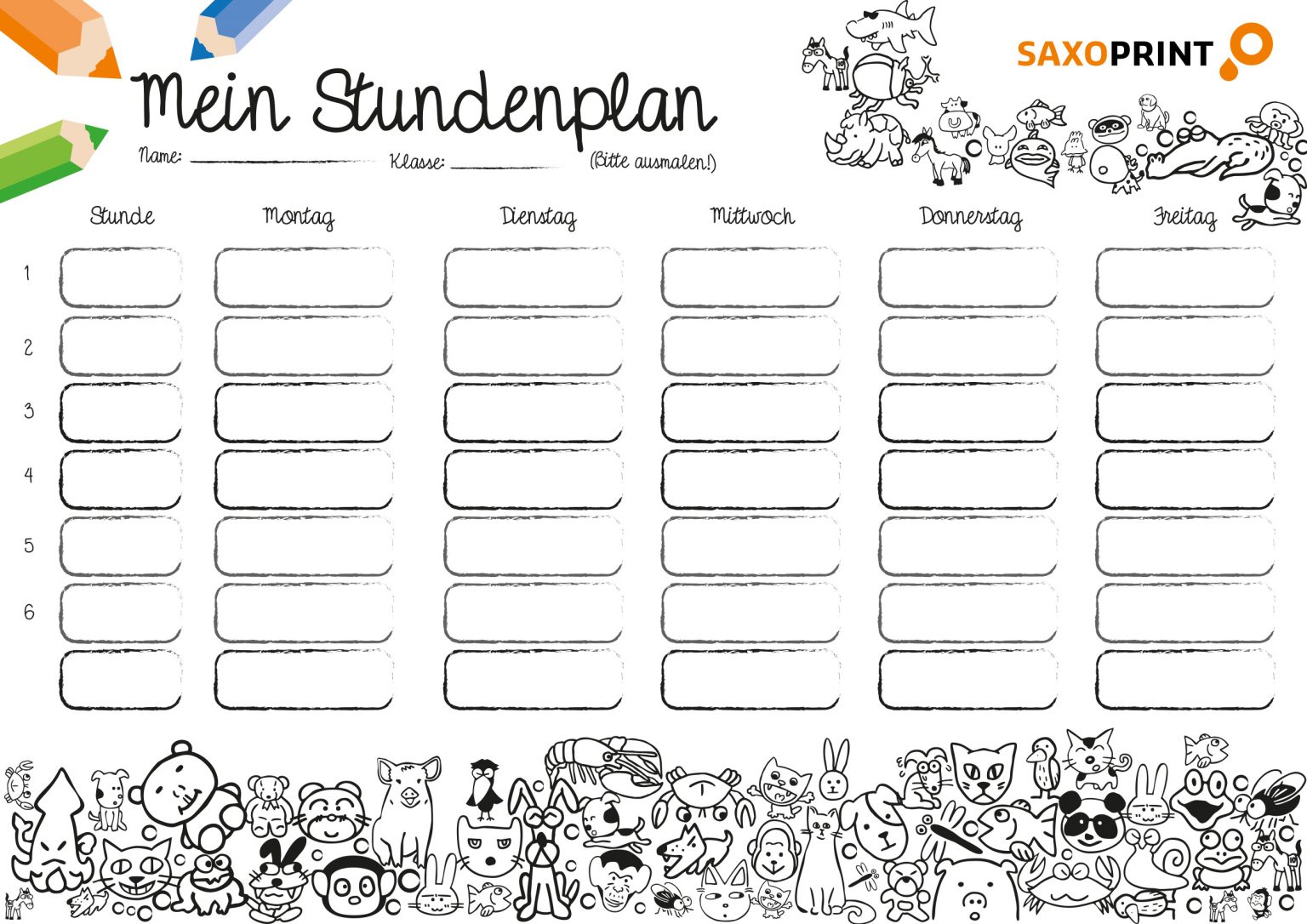 Stundenplan Zum Ausmalen Und Ausdrucken - kinderbilder.download