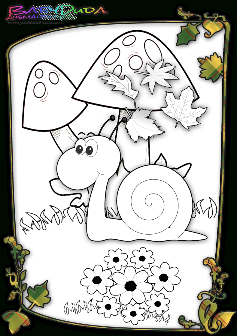 Herbst Ausmalbilder – Herbstmotiv Herbstlaub Tiere über Herbst