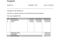 angebot vorlage kostenlos angebot vorlage kostenlos