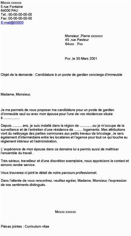 lettre de motivation gardien d immeuble