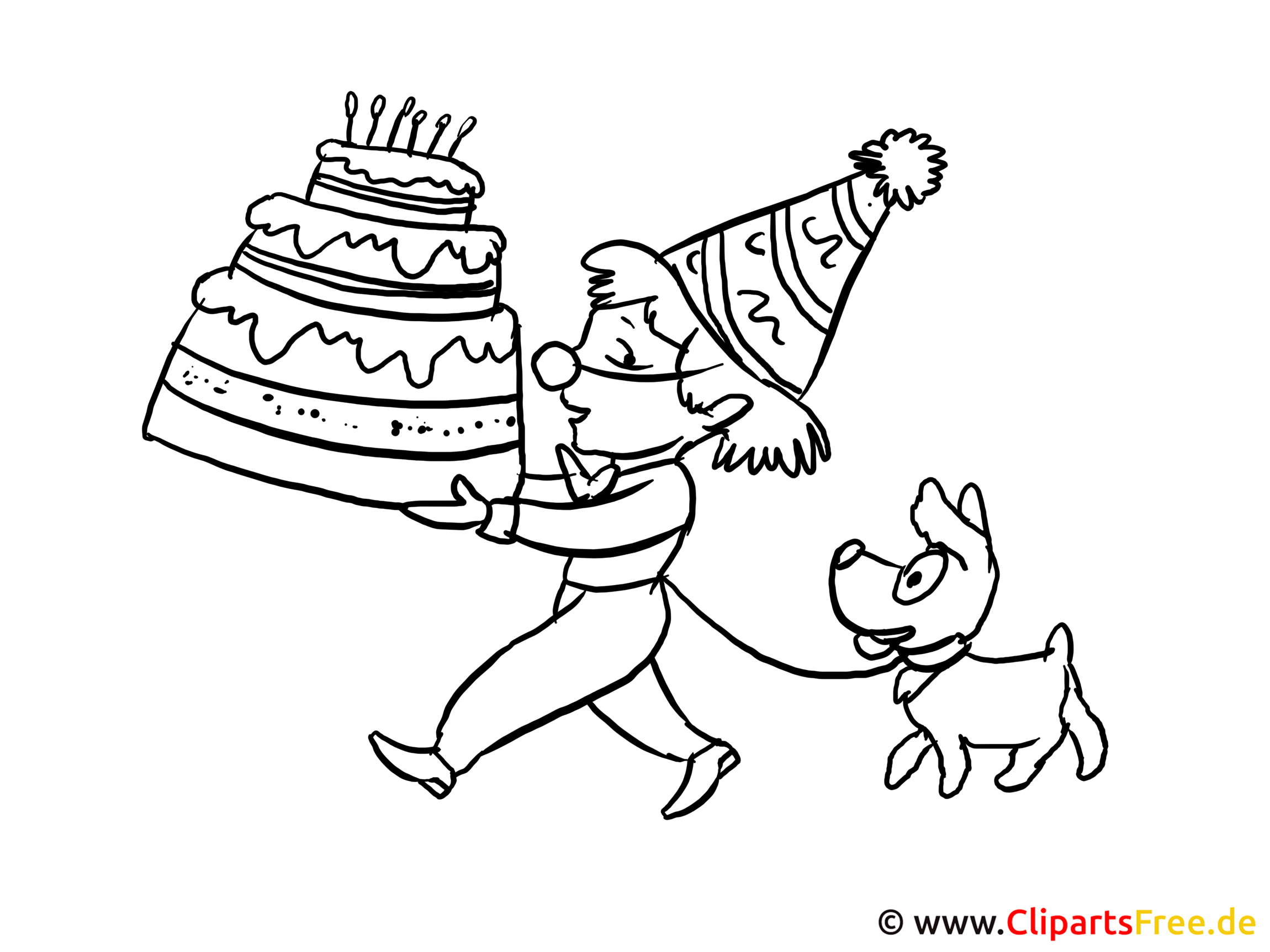 Geburtstagskuchen mit Kerzen Ausmalbild