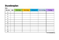 vorlage stundenplan zum ausdrucken