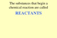 the substances that begin the reaction the substances that begin the reaction
