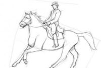 pferd mit reiter zeichnen einfach