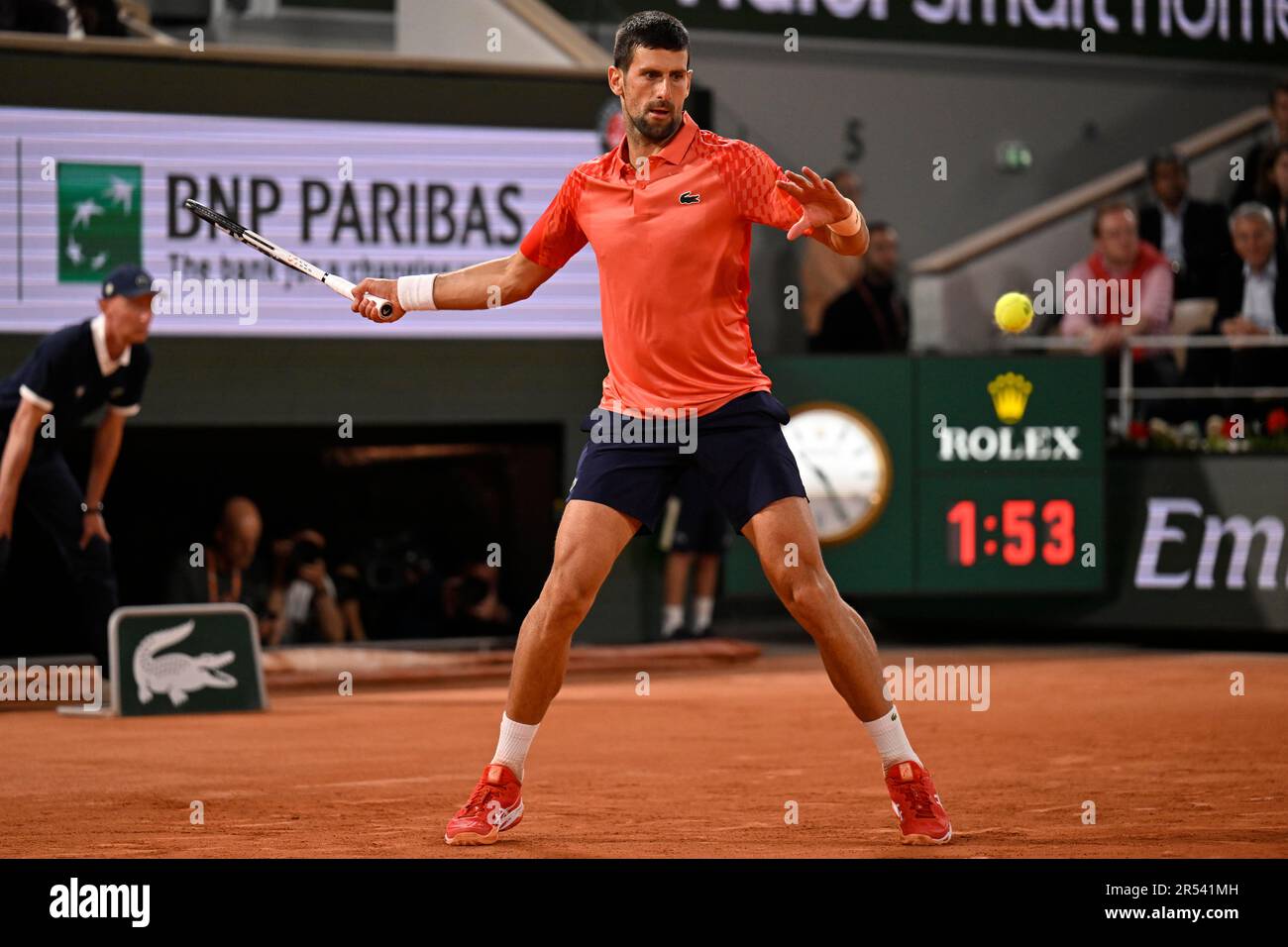 PARIS, IF - 31.05.2023 : ROLAND GARROS 2023 - Novak Djokovic lors du