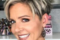 pixie cut with silver highlights