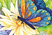 schmetterling auf blume malen