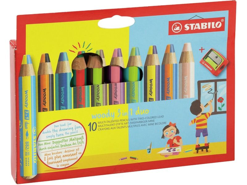  AQUARELLMALSTIFTE MIT EXTRABREITER MINE Woody Zweifarbig Bildidee 