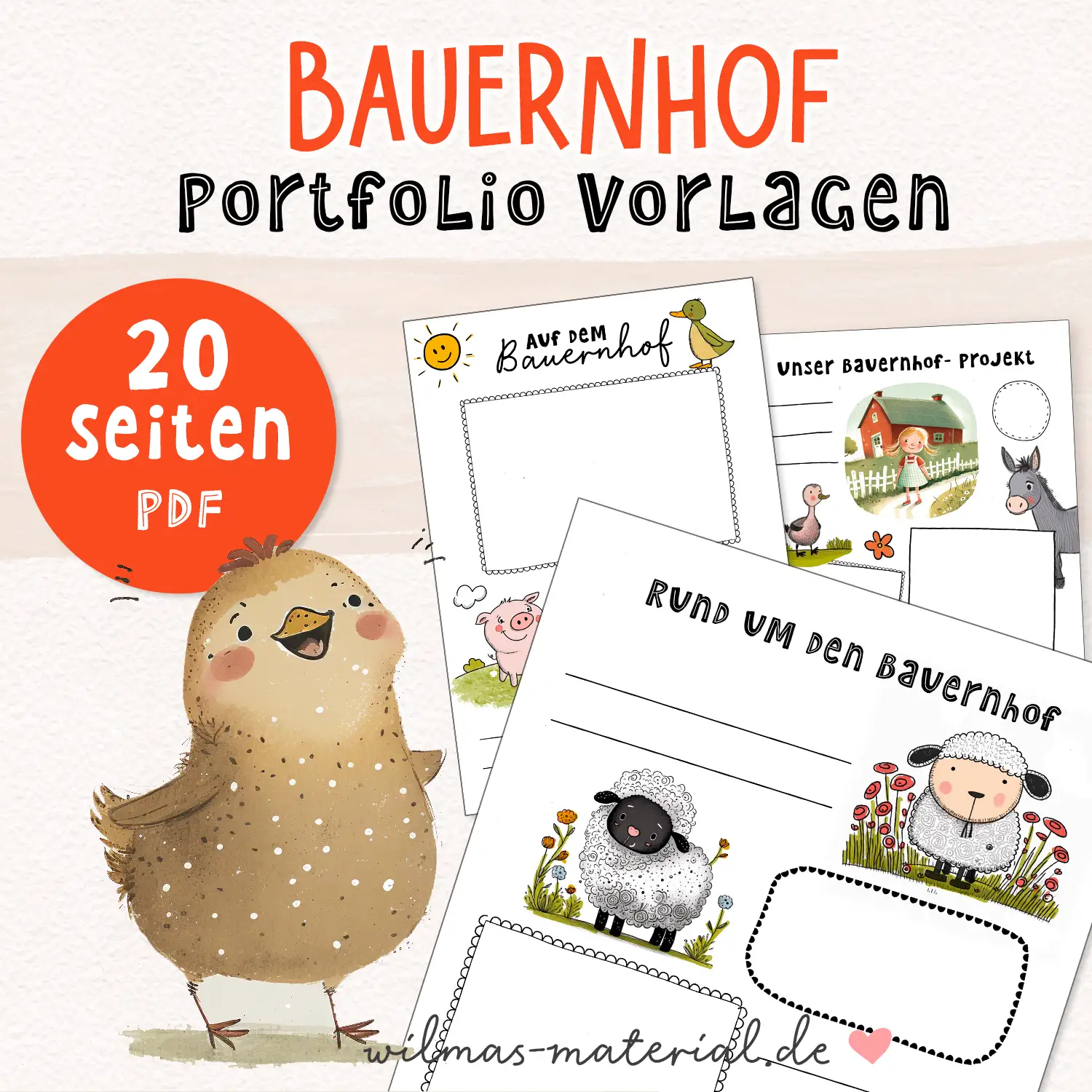  Projekt Bauernhof Kindergarten: Portfolio Vorlagen Paket Motiv 