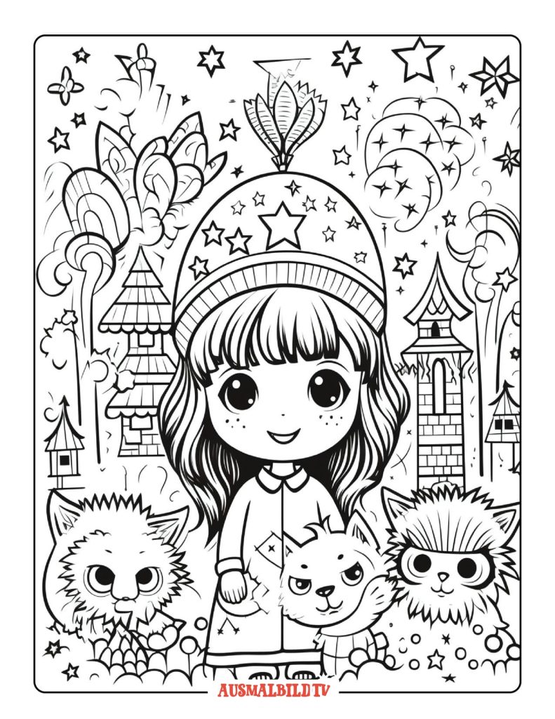  Ausmalbilder Silvester, Feuerwerk und Neujahr (Aktualisiert) Illustration 
