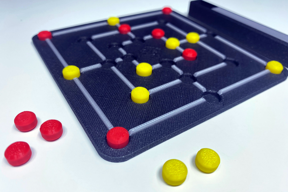  THE MILL GAME Set incl. Tokens & Box (Mühlespiel mit Steinen & Box) by Illustration 