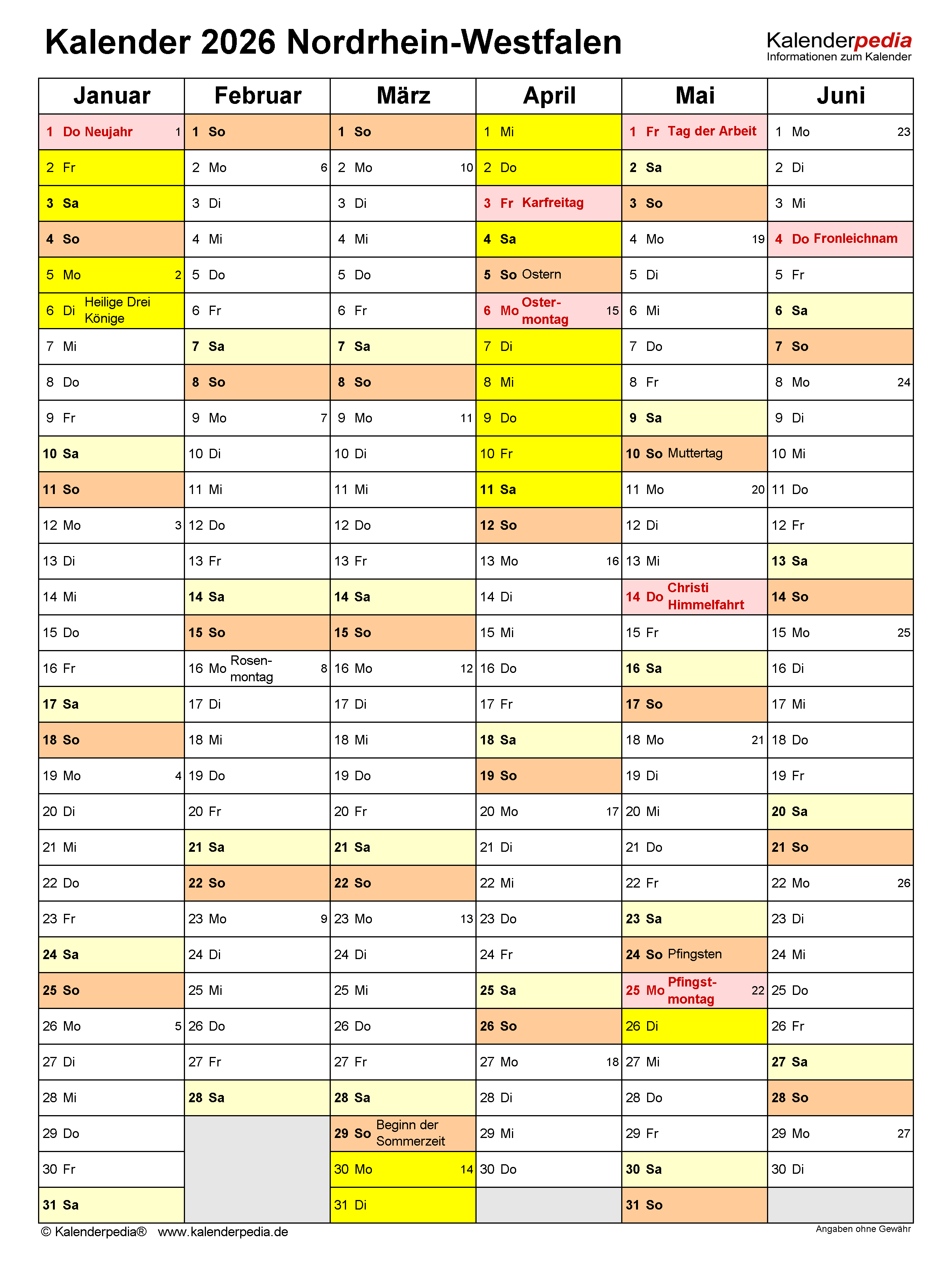  Jahreskalender 2026 Nrw Ferien 2025 Illustration 