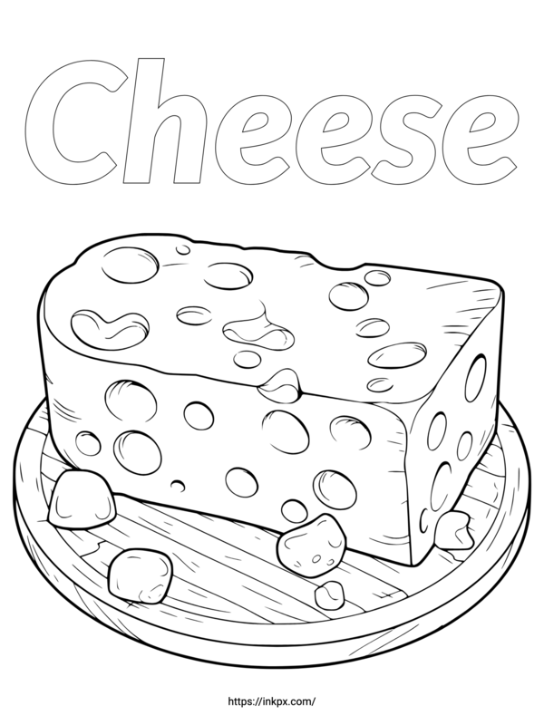  Free Printable Cheese Coloring Page · InkPx Motiv 