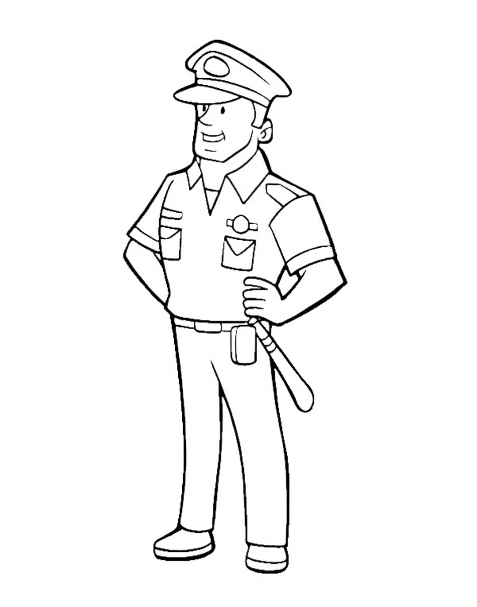 Free Printable Policeman Coloring Pages For Kids Illustration 