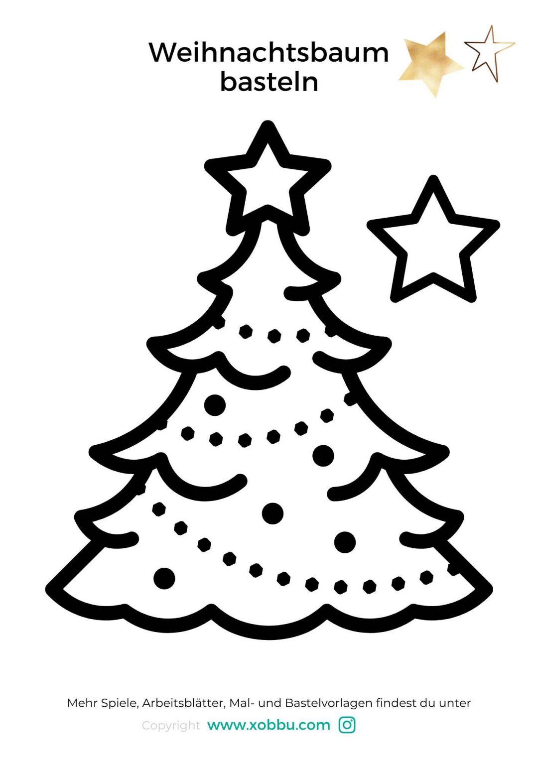  Weihnachtsbaum zum Ausmalen, Tannenbaum Vorlagen (+PDF) Motiv 