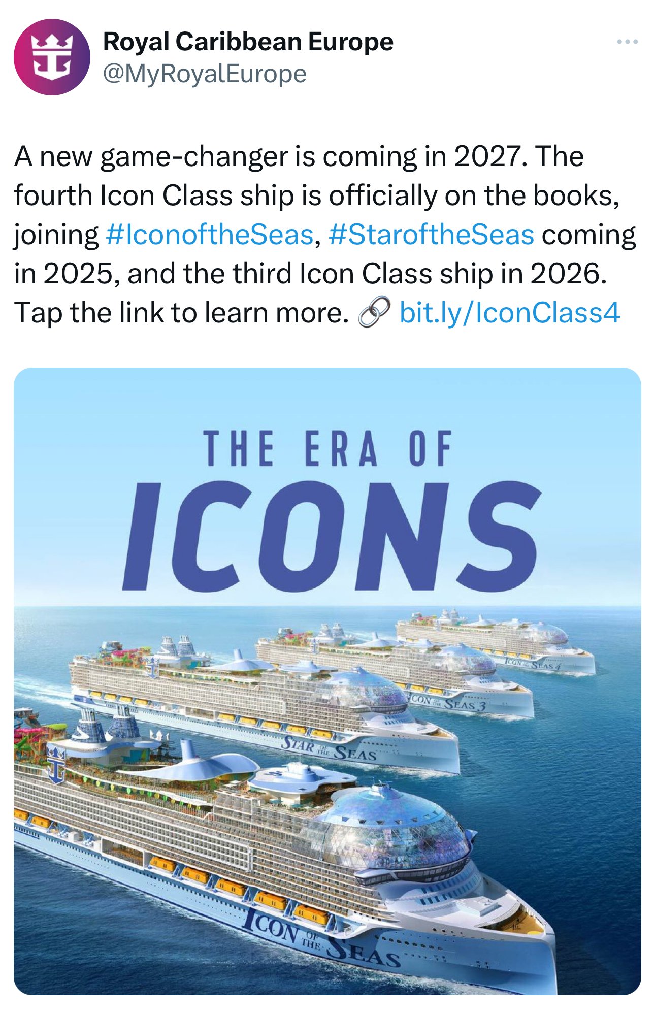 Icon 3 most likely to sail first from Europe (2026)pe - Royal Caribbean Bild & Inspiration Icon 3 most likely to sail first from Europe (2026)pe - Royal Caribbean Illustration