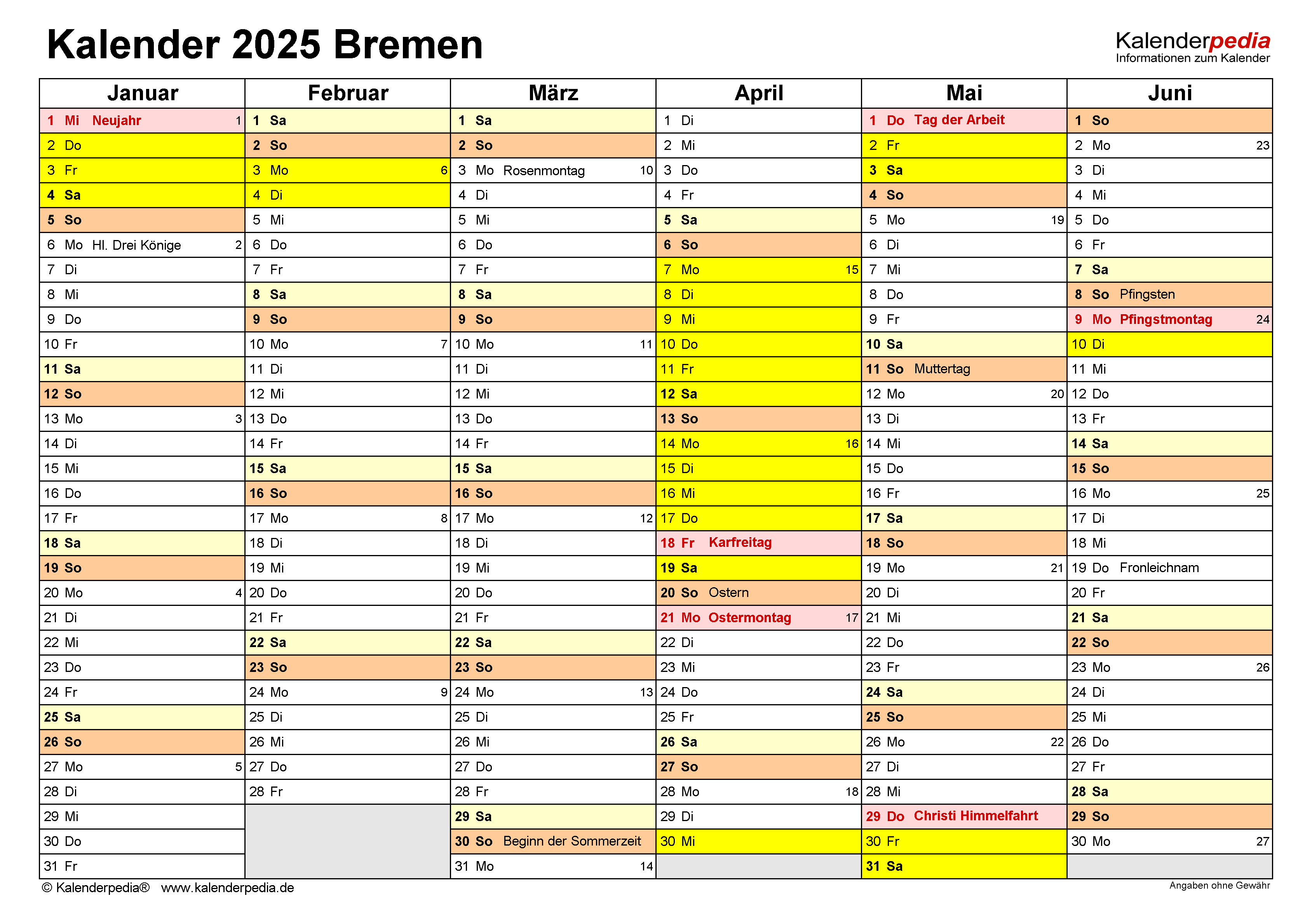  Kalender 2025 Bremen: Ferien, Feiertage, PDF-Vorlagen Bildidee 