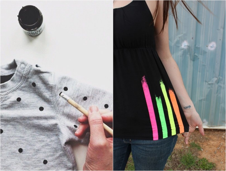  T-Shirt selbst bemalen und bedrucken - 20 Ideen mit Textilfarbe + Vorlagen Motiv 