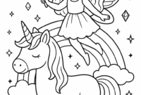 ausmalbilder fee und einhorn